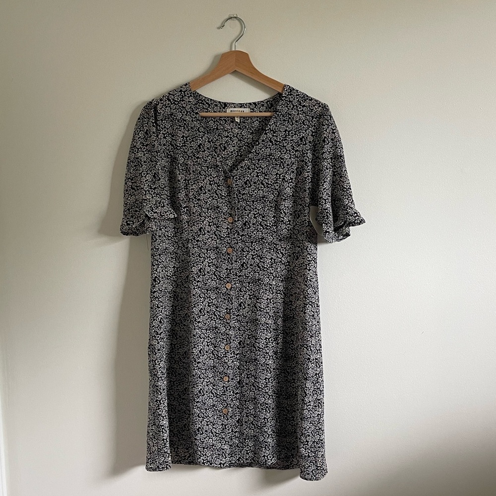 Navy Floral Midi Dress